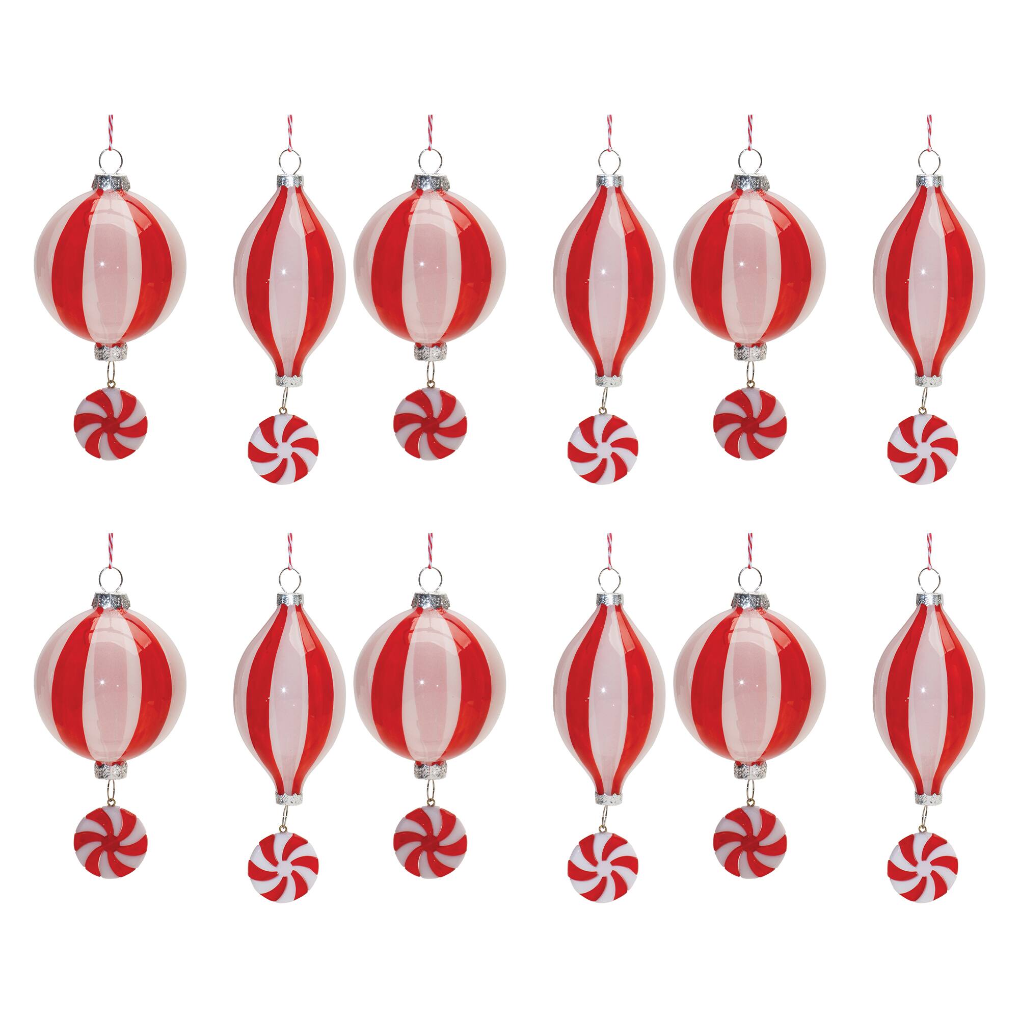 Glass Peppermint Drop Ornament Set